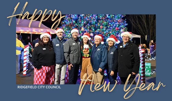 City Council group photo with text overlay 'Happy New Year'