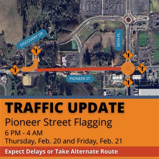 Flagging Map with details of Pioneer Street night time flagging.