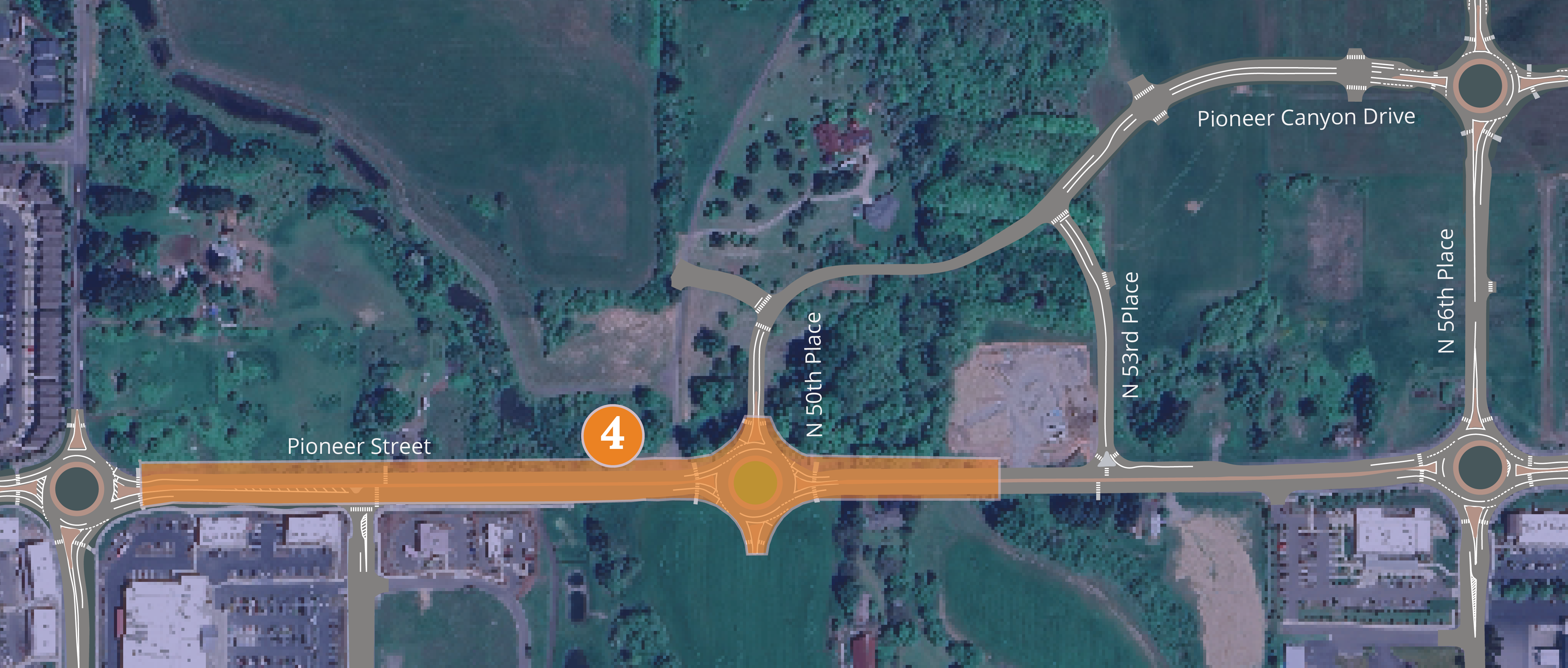 Map of the project area with color overlay for Phase 4 of the project.