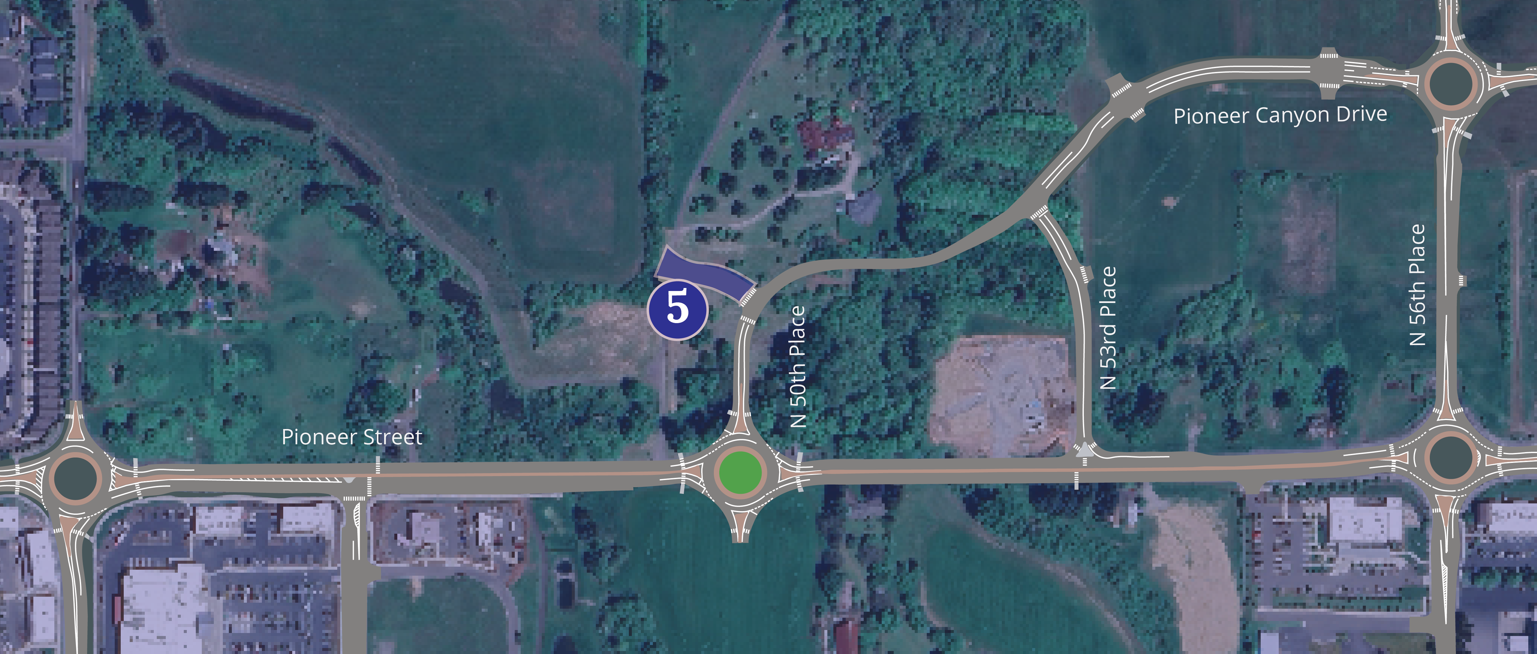 Map of the project area with color overlay for Phase 5 of the project.