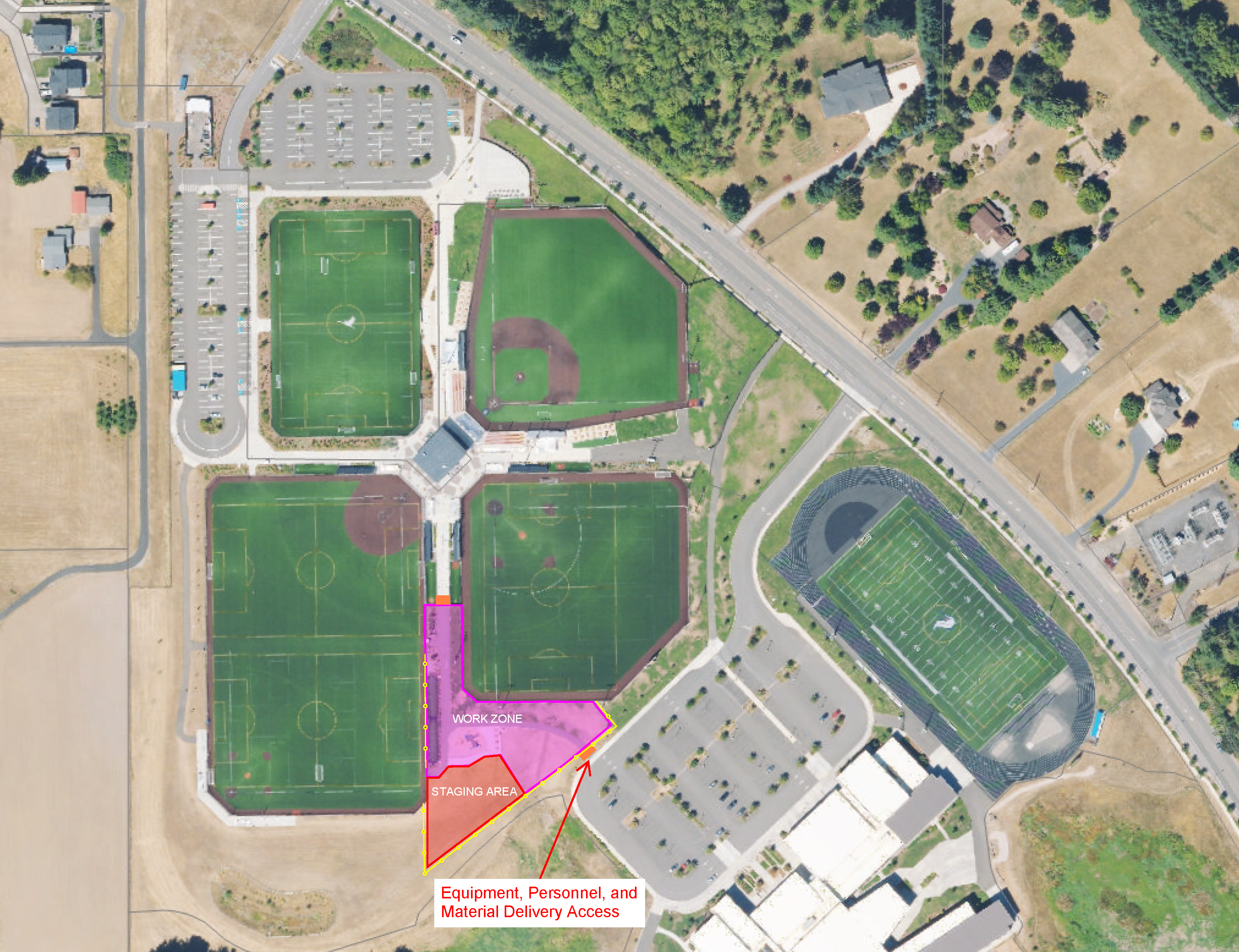 Map of RORC with work zone marked.