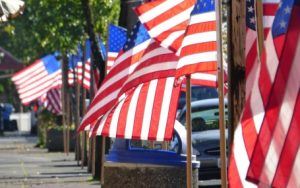 American Flags lining the street